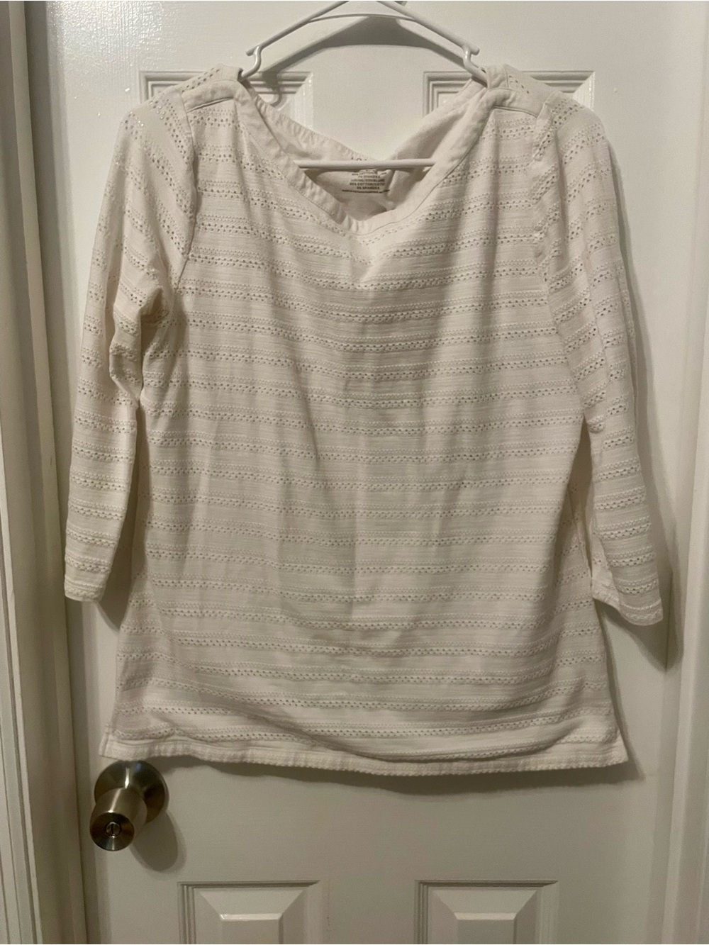 Talbots Cream Eyelet Knit Scoop Neck Top